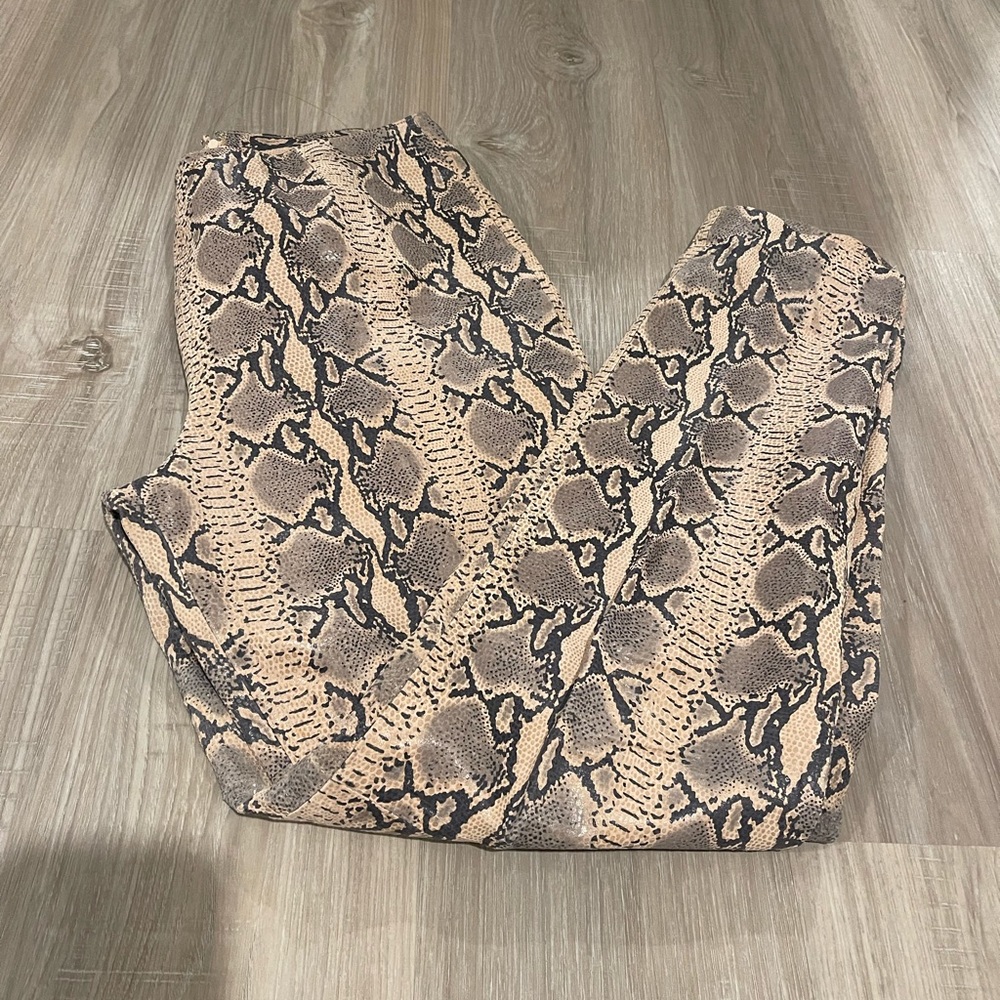 Newport News high waisted leather snake print pants